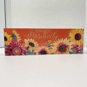 Radiate Positivity Orange Sunflower Wall Quote Art Home Decor Sign Flowers Table